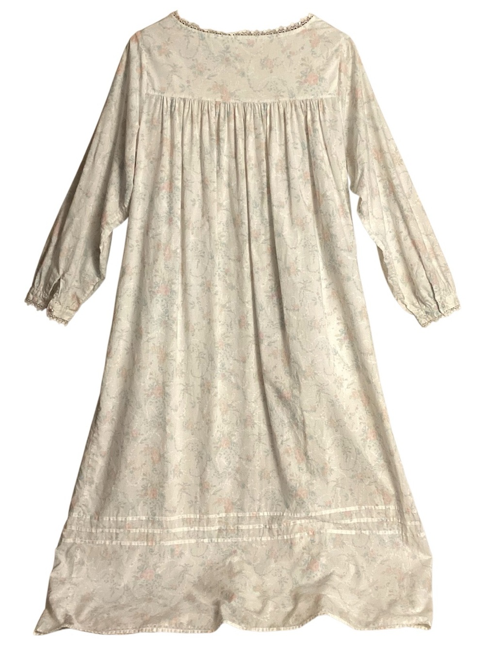 Vintage 2002 Eileen West Floral Lace Pearl Button Cotton Nightgown Large - Picture 8 of 16
